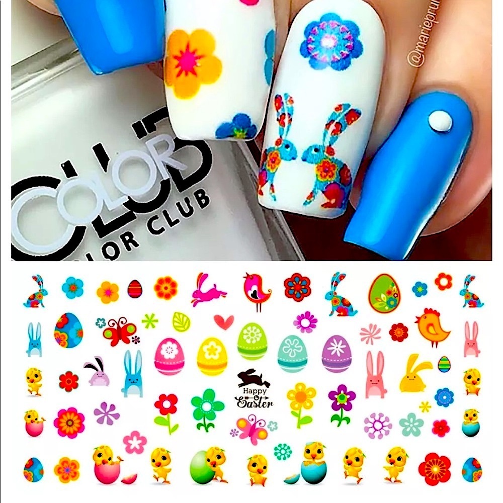 💌BO/GO$6🐰 Easter Bunny Eggs Nail Decals set2 Water transfers Spring